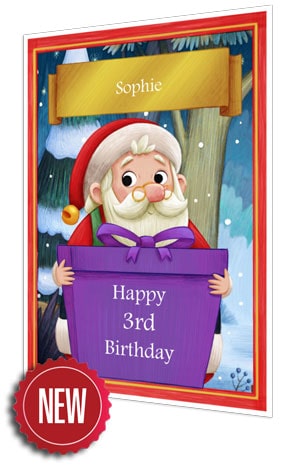 Birthday Card - Purple - 2021 - Personalised Santa Letter Background