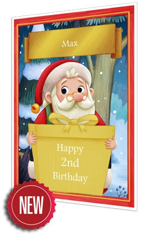 Yellow Personalised Birthday Card From Santa