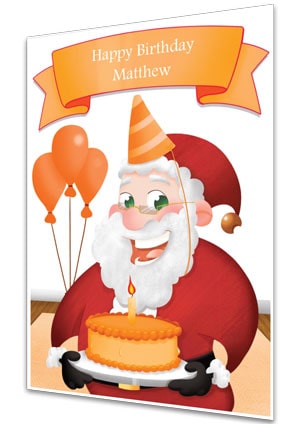 Birthday Card - Orange - Personalised Santa Letter Background