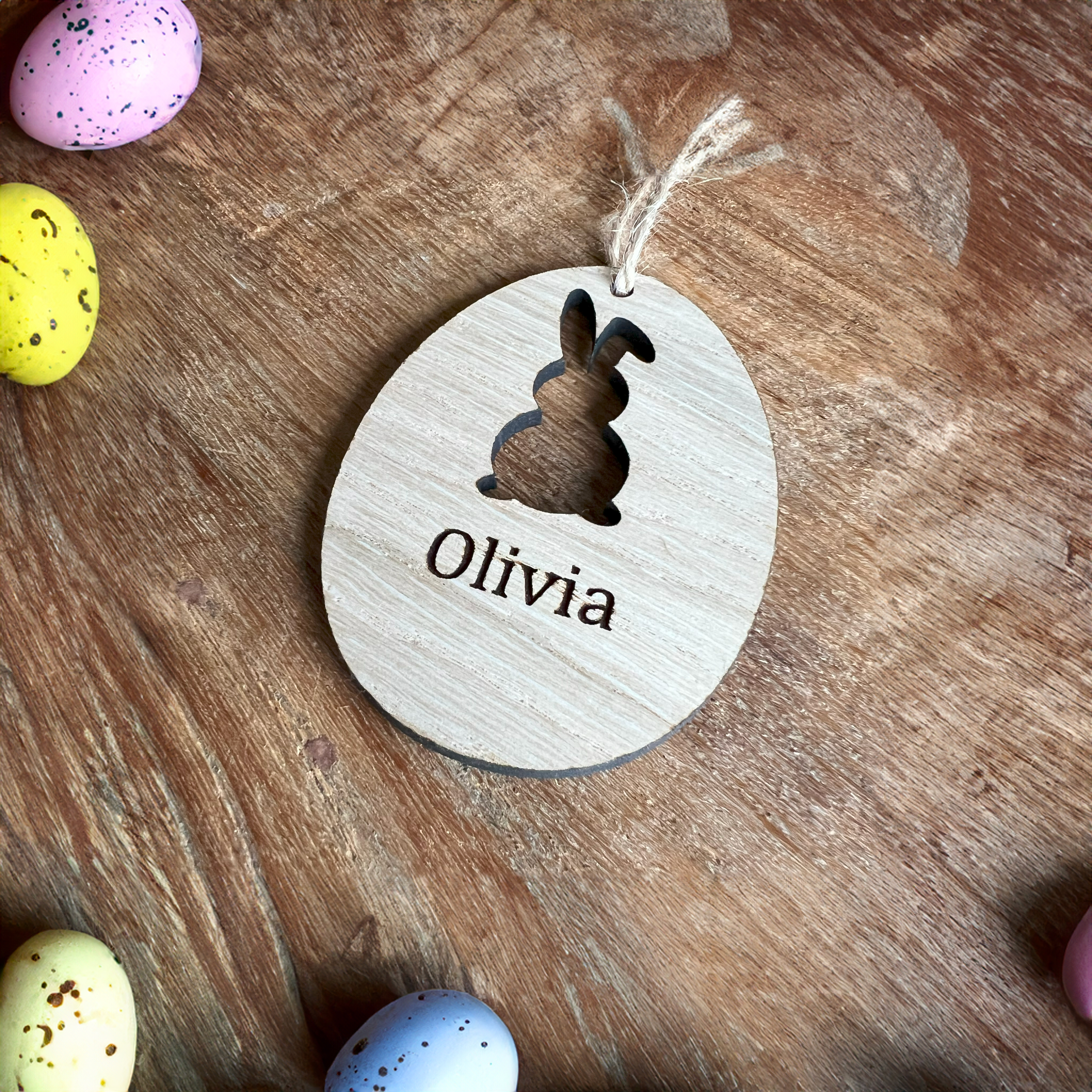 Easter Egg Bunny Cut Out Basket Tag - Personalised Santa Letter Background