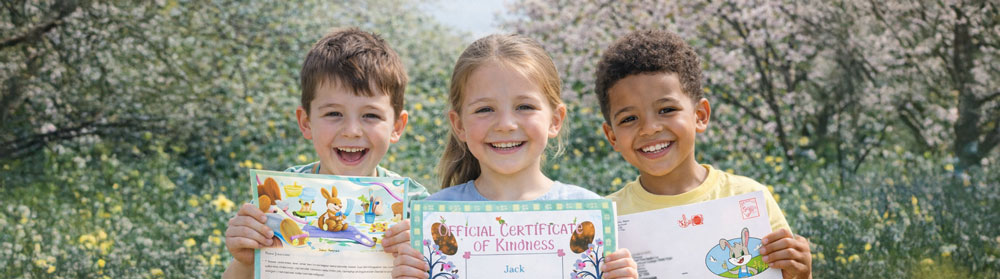 Letter from the Easter bunny being delivered along a narrow road